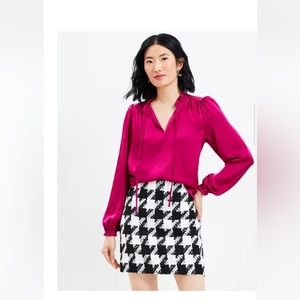 LOFT Houndstooth Tweed Shift Skirt NWT